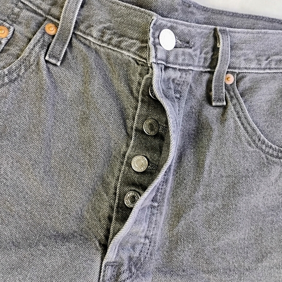 Levi's 501 Distressed Denim Shorts Women's 31 Waist Black Button Fly High Rise - Picture 4 of 13